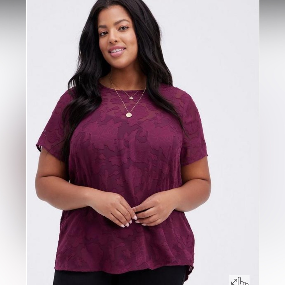 Torrid Abbey Chiffon Clip Floral Top Size 1